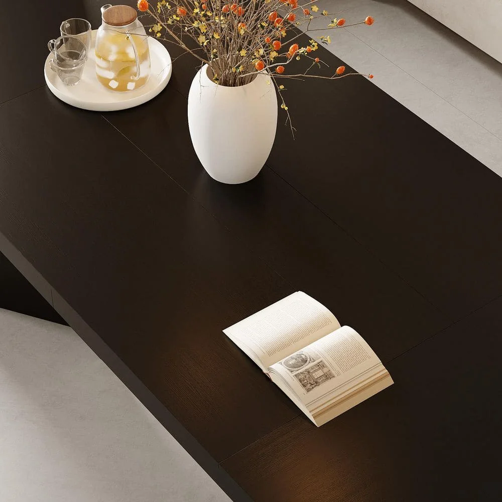 78.8 بوصة، مكتب كمبيوتر كبير مستطيل من الخشب الأسود بدون درج، مكتب كتابة مع أرجل سميكة على شكل فراشة لسطح المكتب