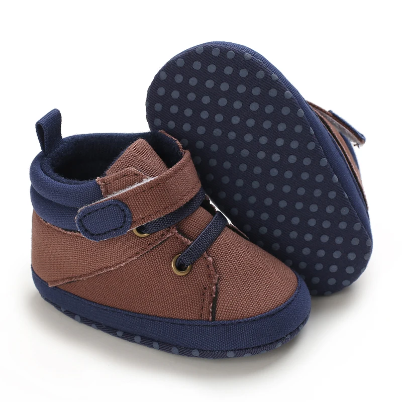 Frühling und Herbst neue modische und schlichte High-Top-Stoffschuhe für Neugeborene, bequeme Lauflernschuhe mit weicher Sohle für Anfänger – Detail 11