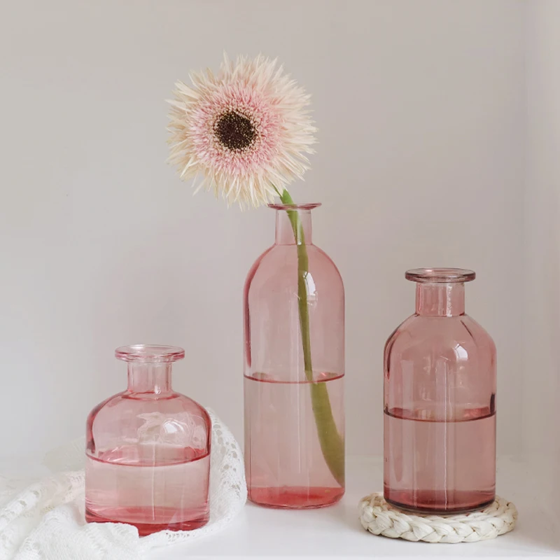 Retro Glass Flower Vase Transparent Hydroponic Flowers Bottle Aromatherapy Bottle Photography Props Home Decor Desktop Ornament