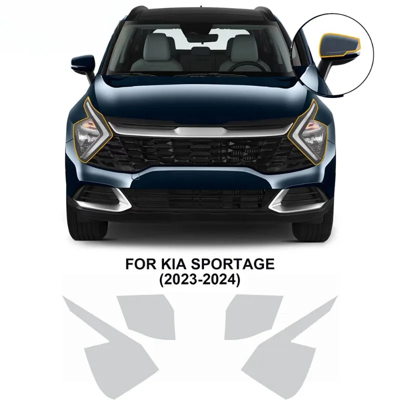 

Headlight Rearview Film Pre Cut Clear Bra Transparent Black TPU Paint Protection Car Film For KIA Sportage 2023 2024