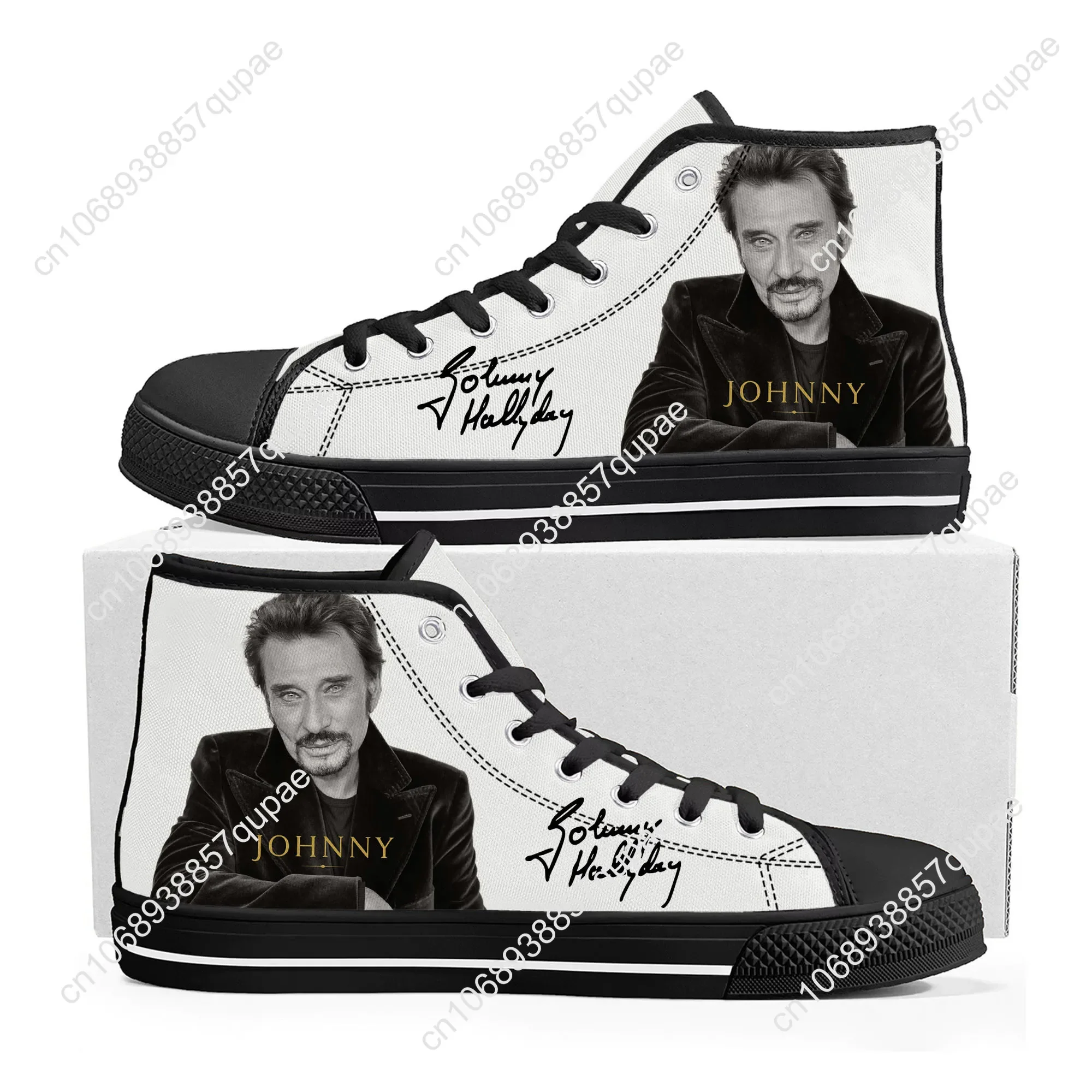 Johnny Hallyday Rock Singer High Top Sneakers Mens Womens Teenager High Quality Canvas Sneaker Casual Couple Shoes Custom Shoe