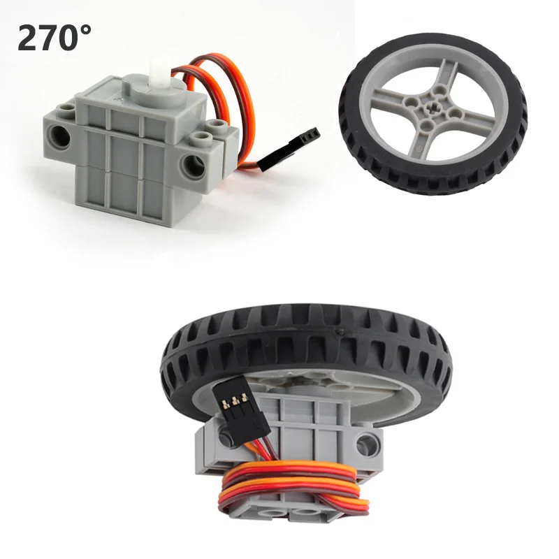1PCS/4PCS 270° Programmable Servo Block Parts Compatible Wheel Power Functions Servos Motor Assembled Bricks For Smart Car/Robot