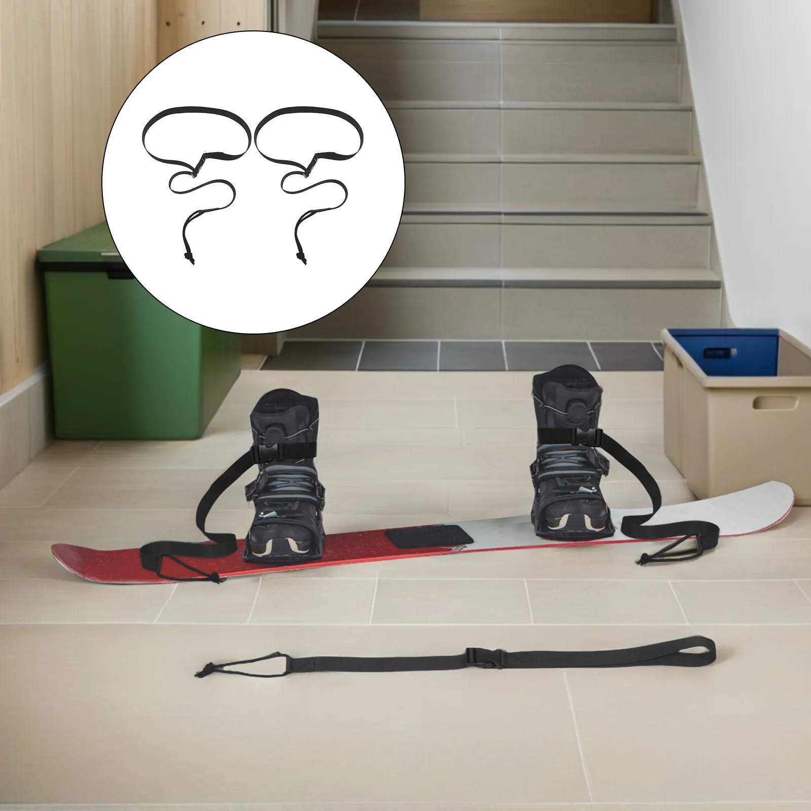 

2Pcs Black Snowboard Binding Strap Replacement Adjustable Snowboard Leash for Ski Boot Fastening Universal Fit 68Cm Snowboarding