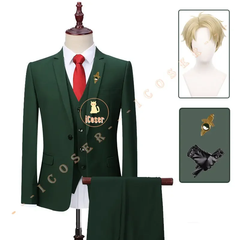 Twilight Green Anime Cosplay Costume pour Hommes et Garçons, Perruque Trempée, Broche, Chapeau, Pantalon, GlaGloves Outfit, Uniforme, Ensemble de ixd'Halloween, Py Play