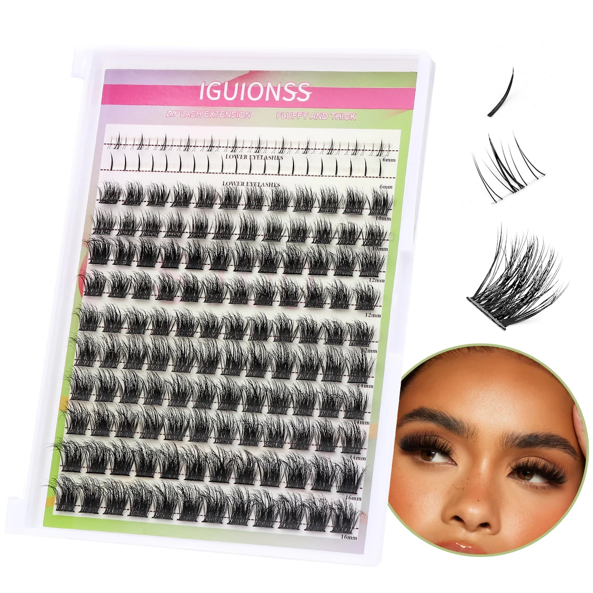 

IGUIONS single cluster eyelashes 152pcs DIY lower eyelashes+K50 extended slender cluster eyelashes 6-16mm individually extended