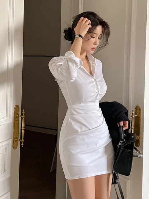 Camicia elegante da donna estiva camicia da sera bianca da donna Vintage Maxi Party Beach abiti da donna Casual elegante Prom manica lunga aderente AliExpress 200000345