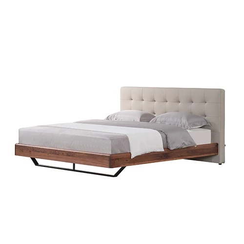 New design mango wooden bed Japanese king bed leather Japanese platform bed