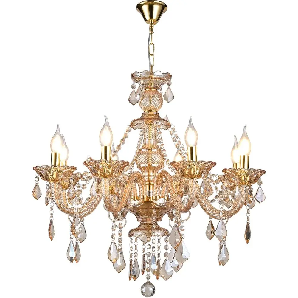 

8-Light Amber Crystal Chlier, K9 Crystal ern Luxurious Crystal Candle Pendant Light, Luxury Crystal Ceiling Light ixtures or Liv