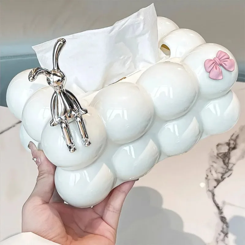 Cream style cotton candy plastic tissue box desktop decoration