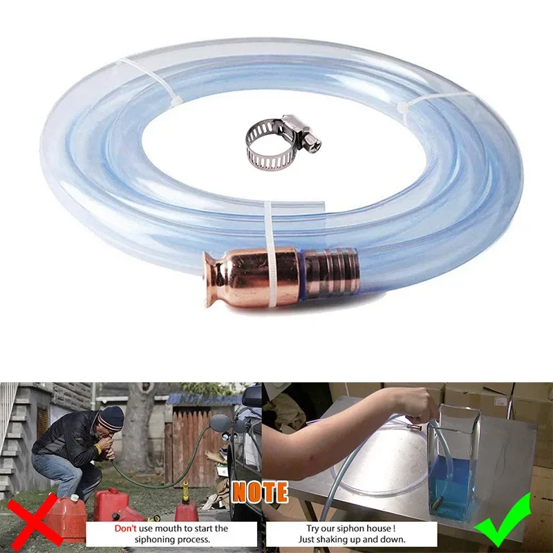 Gasoline Shaker Siphon Hose Kit Anti-static PVC Tubing Hose for Transfer Fuels Gasoline Diesel For Swimming Pool Fish Tank, Fuel