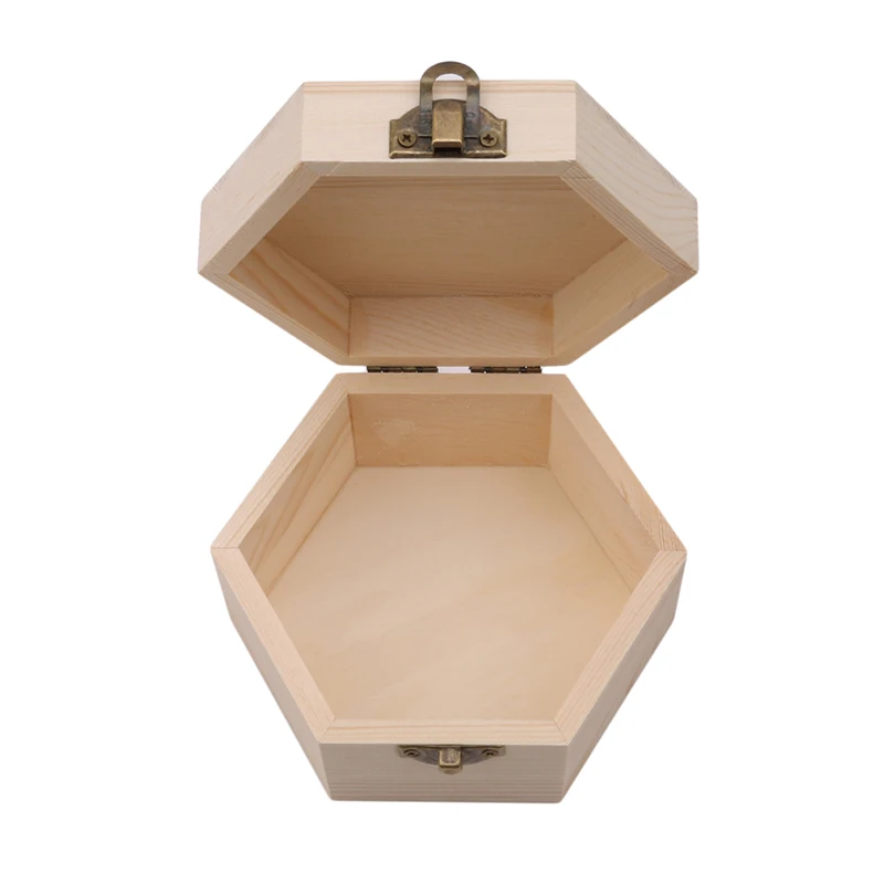 Fashion Gift Box Simple Portable Diy Hexagon Shaped Wood Jewelry Box Wedding Holder Jewelry Display 2023 New