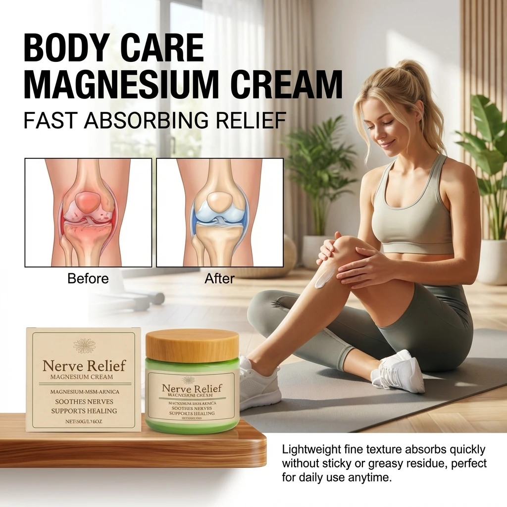 Nerve Relief Magnesium Cream Relieve Muscle Pain Daily Soothing Joint Support Relax Body Stress Body Cream For All Skin Types