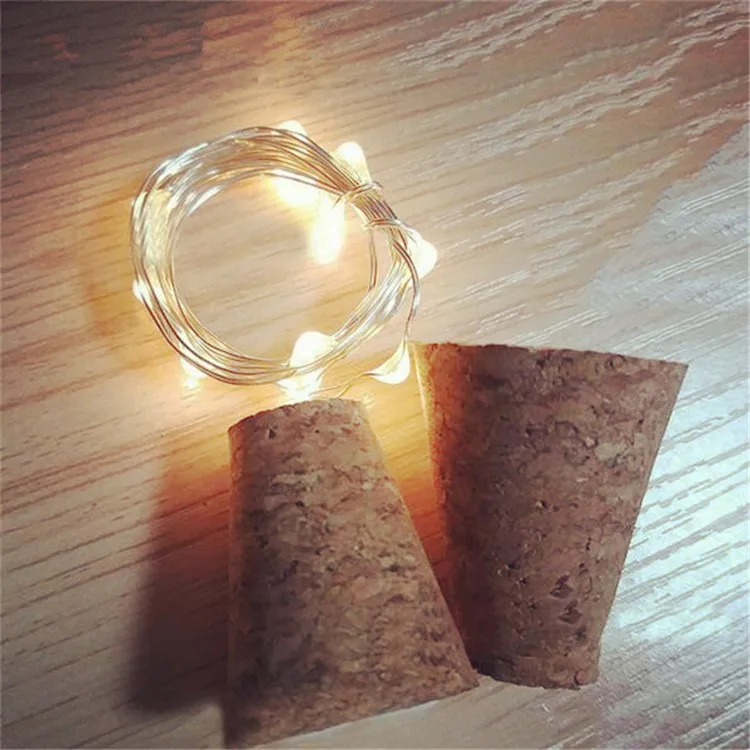 Wodden بار LED زجاجة النبيذ الفلين 2 متر سلسلة الجنية أضواء عيد الميلاد الديكور Led زجاجة أضواء عطلة الأسلاك النحاسية أضواء سلسلة