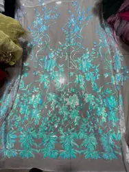 Multicolour Africa Lace Sequin Fabric For Evening Dress Floral Lace Material Lace Fabric Mesh Sequin Tulle Fabric