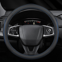 Top Layer Leather Steering Wheel Cover,Size fit outer diameter 37-38cm,Car accessories interior Universal steering wheel covers