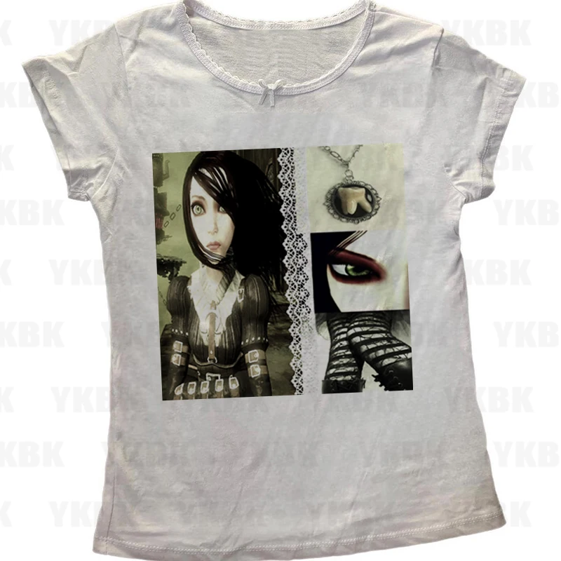 Wit T-shirt Trashy Anime Vrouwen Herfst 2000s Print Streetwear Lange Mouwen O-hals Y2k Top Harajuku Fashion Casual Tees meisje