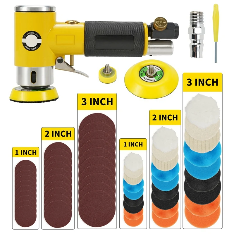 Mini 2 / 3Inch Air Sander Pneumatic Polisher Grinder Buffer Double Acting Track Polisher A Durable Easy Install