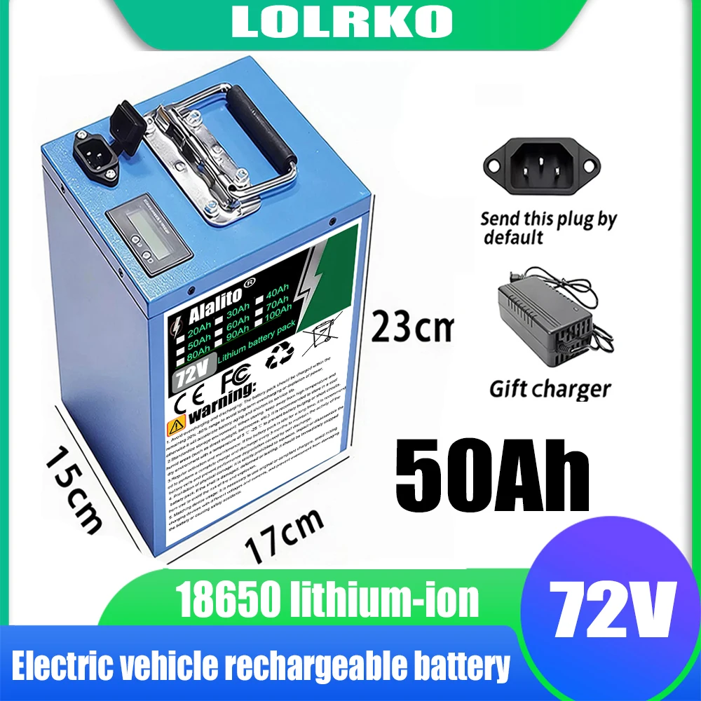 72V 18650 lithium battery, 72V 20-100AH, 24-hour shipping, built-in BMS 40AH, suitable for motors below 3000W