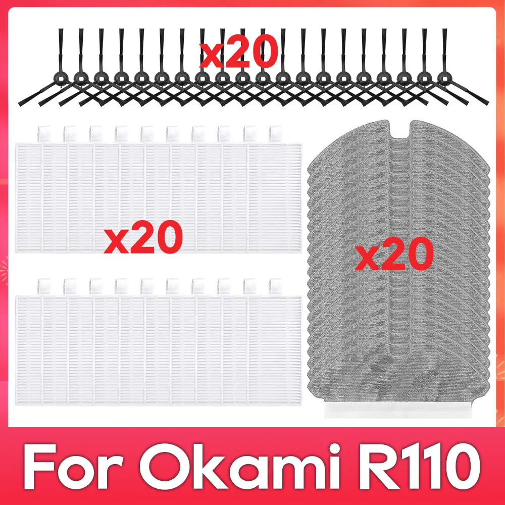 Fit For Okami R110 Parts Accessories Side Brush Filter Mop Robot Vacuum Cleaner Kits