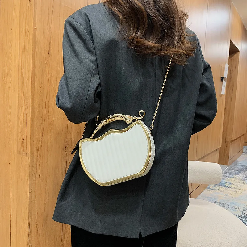 Luxury Designer Stripe Printed Women\'s Handbag Fashion Chain Single Shoulder Crossbody Bag New Ladies Box Shape Messenger Bag