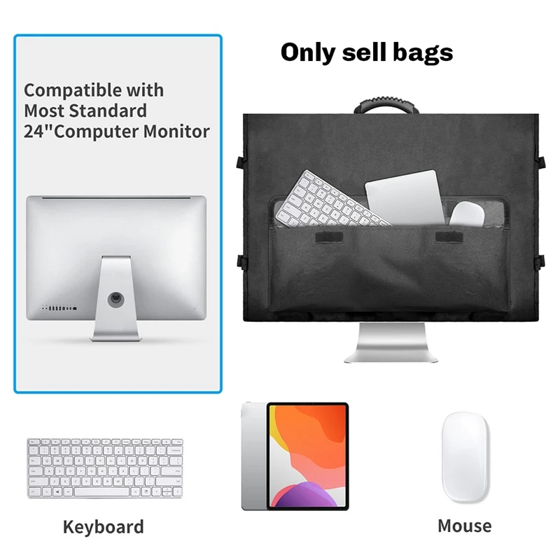 Monitor Carrying Case Computer Monitor Bag With Pockets Adjustable Travel Carrying Case For 24-27In Desktop Monitor