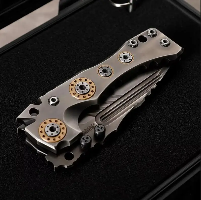 T1- Heavy duty folding knife Titanium alloy handle CNC exquisite carving overbearing tactical knife wilderness camping mountaine