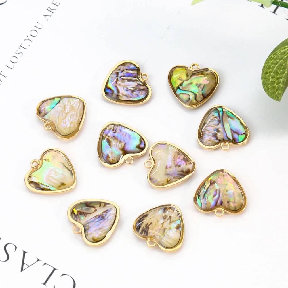 Rainbow Abalone Shell Paper Drop Oil Charms Heart Star Ocean Paua Pendant Resin Earring Dangle Necklace DIY Woman Jewelry Making