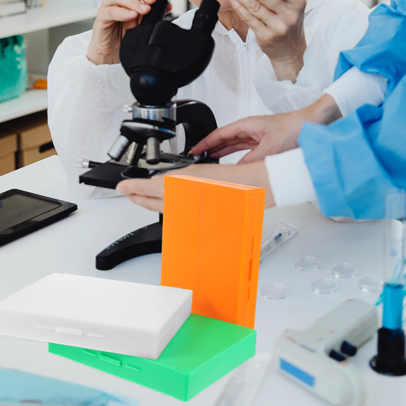 

3Pcs Microscope Slide Boxes Plastic Reusable Slide Storage Box Laboratory Use Plastic Specimen Box Laboratory Supply