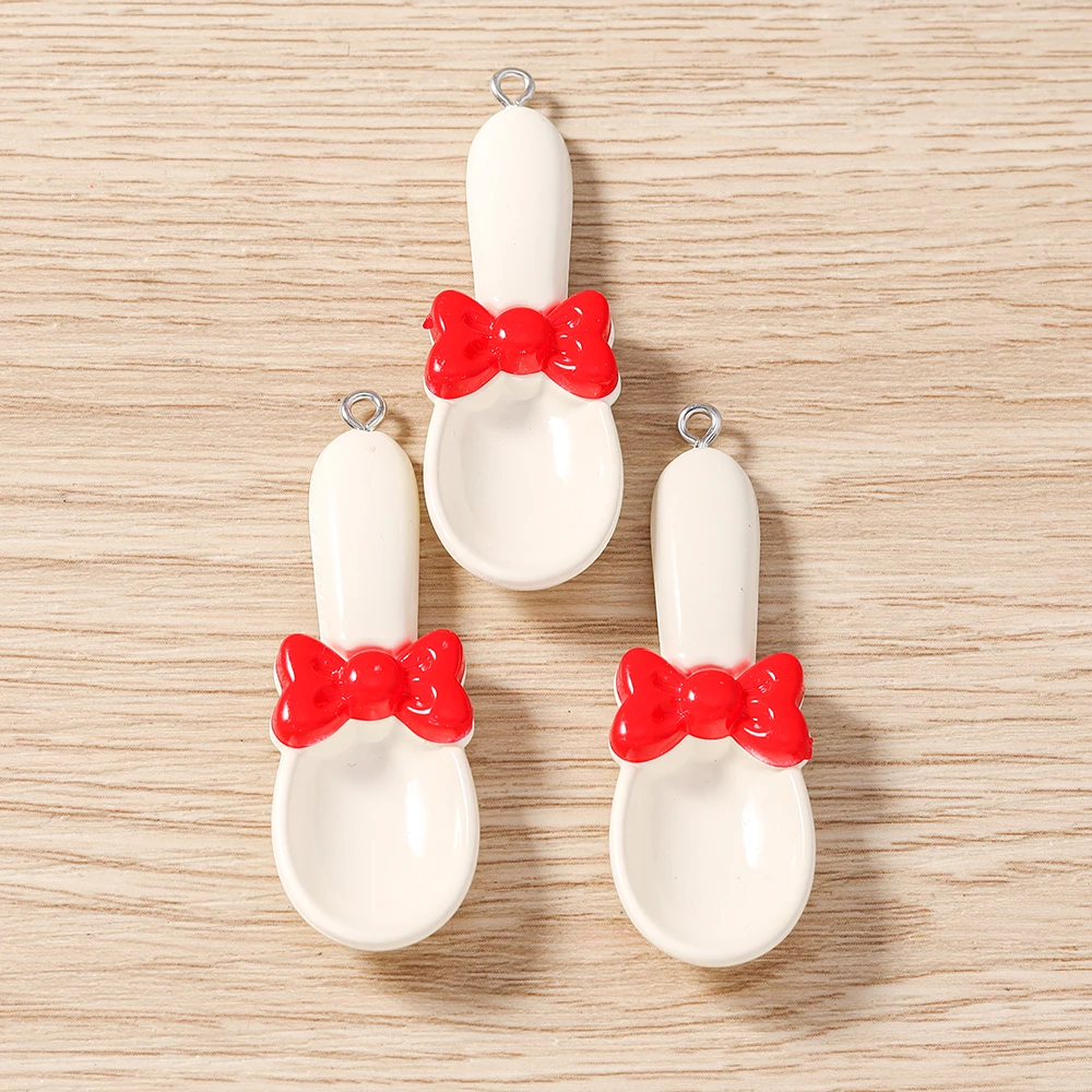 Tusember 10pcs 17*51mm Cute Cartoon Resin Spoon Charms Pendants for Drop Earrings Necklaces Handmade DIY Jewelry Making Craft