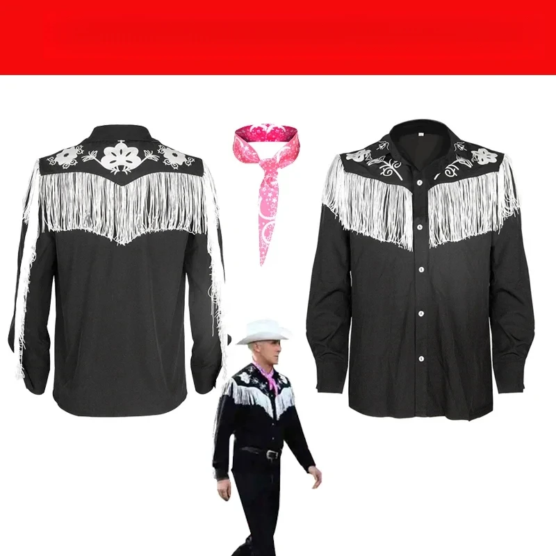 

2025 Halloween Cosplay Movie Barbei Ken Cosplay Men Fantasy Costume Shirt Scarf Outfits Adult Male Disguise Fashion Outfits Boy