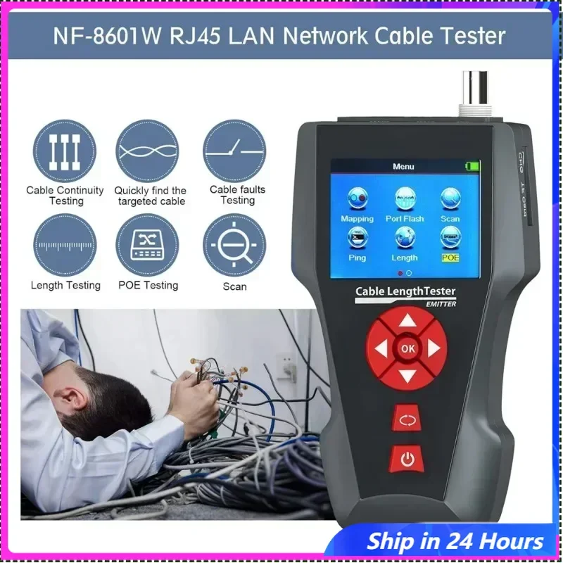 NOYAFA NF-8601 Новый дизайн POE PING ЖК-кабель Тест длины для RJ11 RJ45 BNC сети Cat 7 Тестер кабеля Проверка проводов