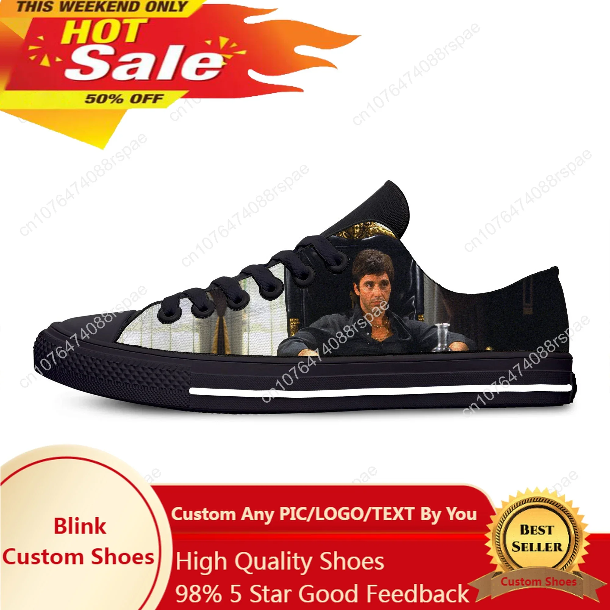 

Hot Scarface Tony Montana Movie Funny Cool Fashion Casual Shoes Breathable Men Women Sneakers Low Top Lightweight Board Shoes