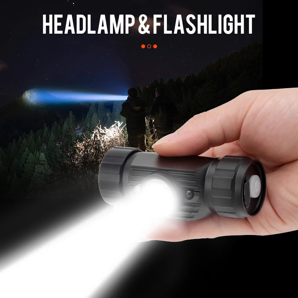 BORUiT RJ-020 LED Mini Headlamp 1000LM Motion Sensor Headlight Type-C Rechargeable Waterproof Head Torch for Camping Hunting