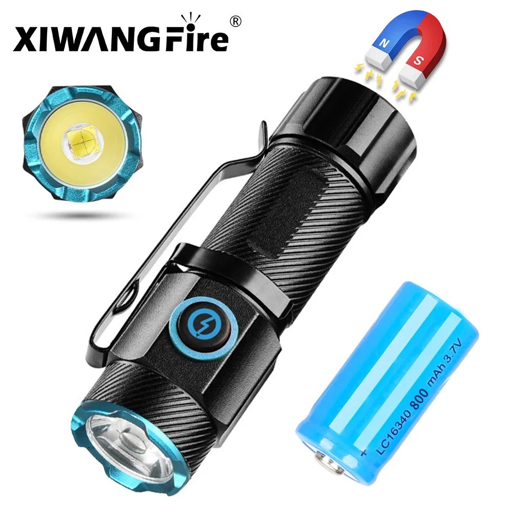 

High Power Led Flashlights Mini XHP50 Camping LED Torch with Tail Magnet Camping Fishing Lantern USB Rechargeable Hat Clip Light