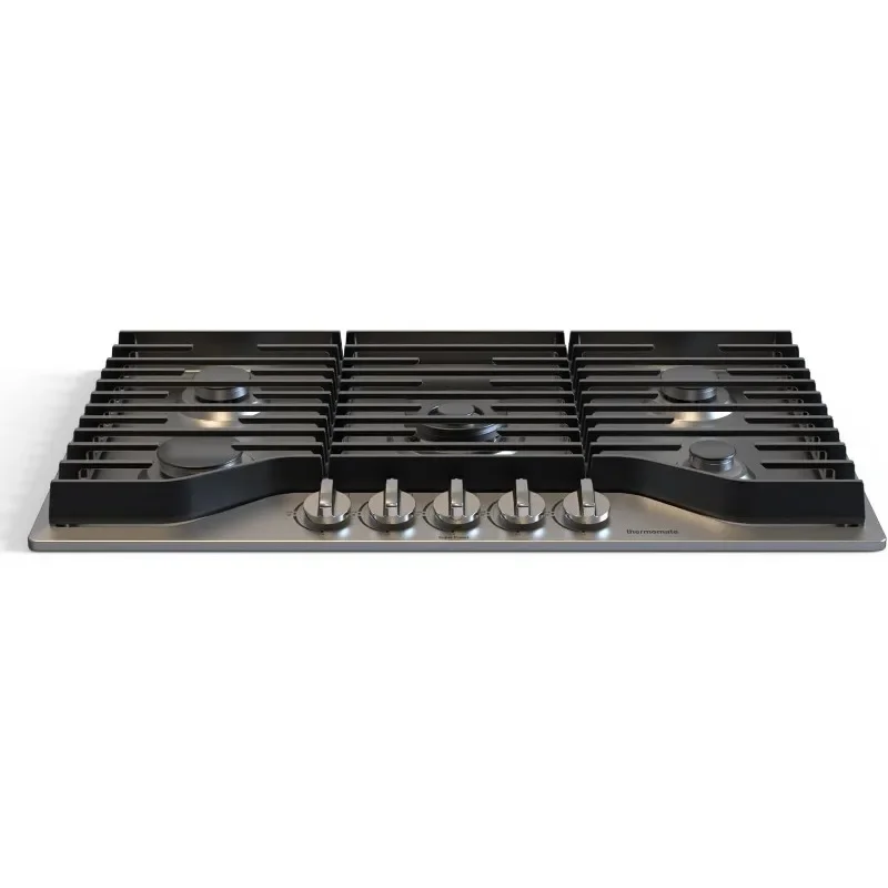 thermomate 36 Inch Gas Cooktop with 5 Italy Sabaf Power Burners, Built In Gas Stove Top of 304 Stainless Steel, Gas Hob NG/LPG