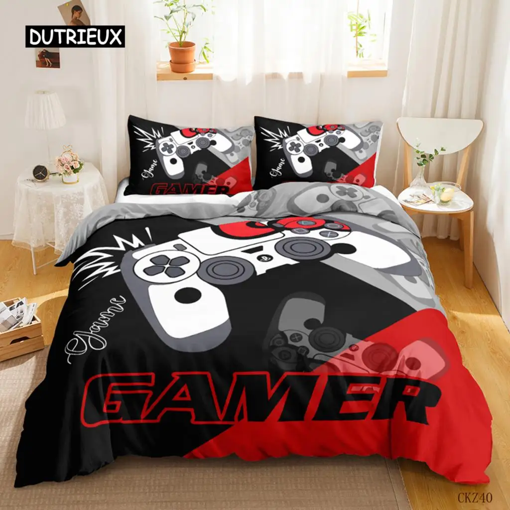 Game Duvet Cover Set Game Contoller Comforter Cover for Kids Boys Teens Player Game Double Queen King Size Polyester Bedding Set