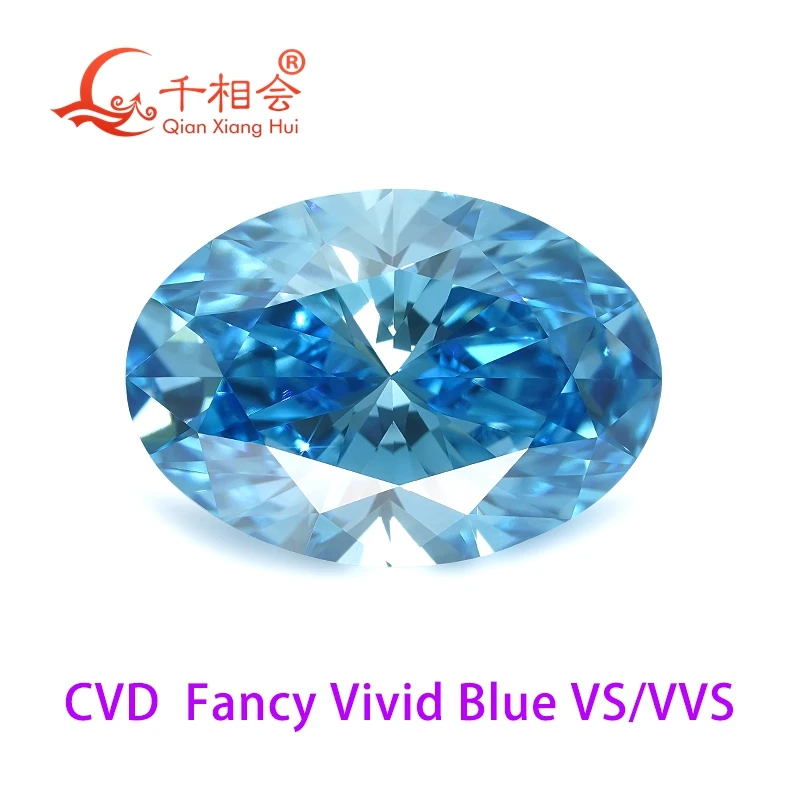 CVD diamond Fancy Vivid aqua Blue 1ct -2.4ct VVS SI clarity oval shape GEMID certificated lab grown diamond loose stone