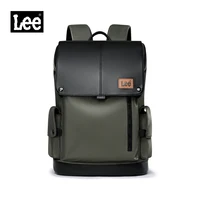 Mochila Escolar de Cuero con Solapa de Gran Capacidad de la Marca Lee para Portátil de 16 Pulgadas, para Estudiantes, Hombres y Mujeres, Impermeable, de Oxford, para Viajes al Aire Libre