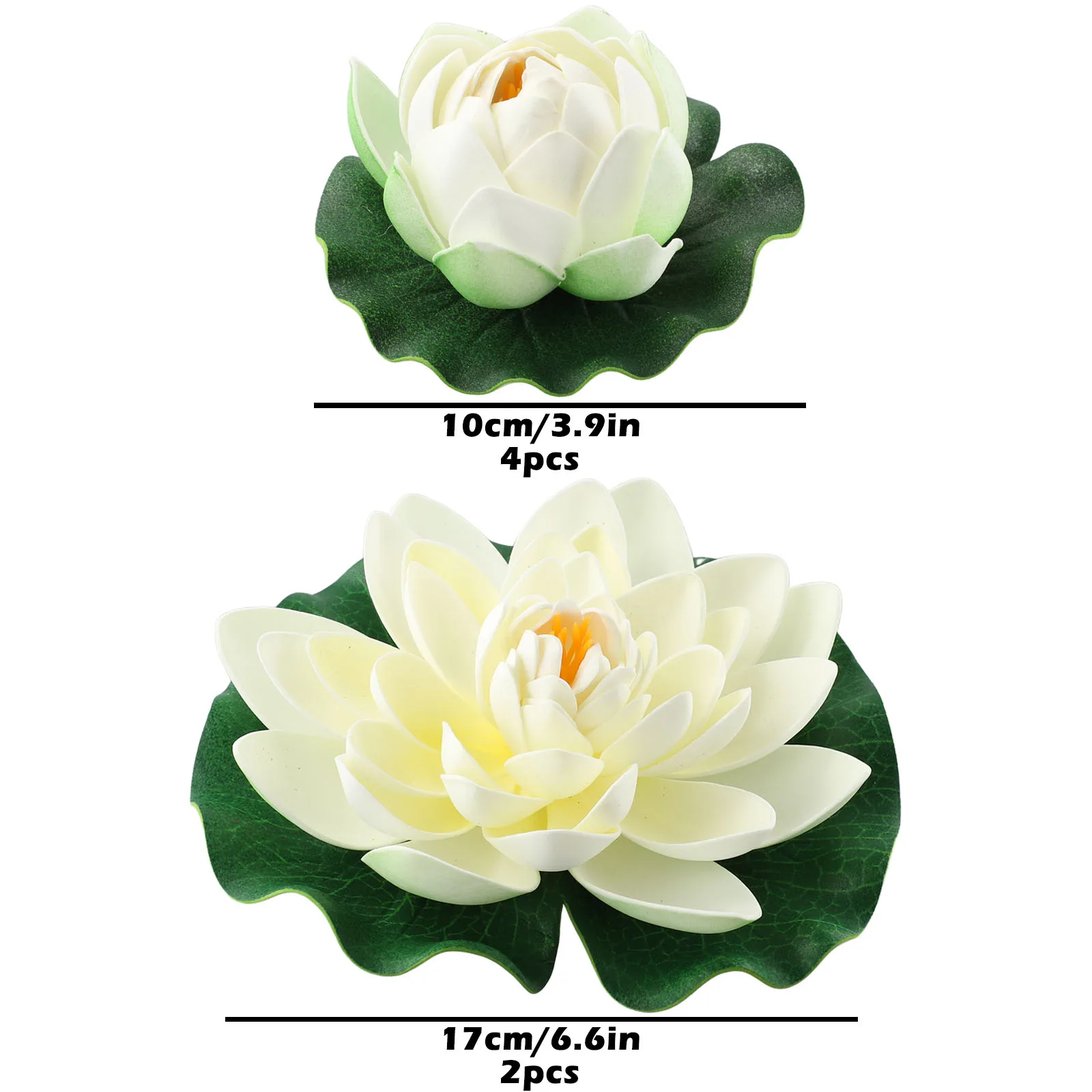 6pcs White Artificial Lotus Simulate Plastic Floating Plants Water Lily Fake Lotus Flower Leaf Pond Gardens Home Fish Tank - view 2