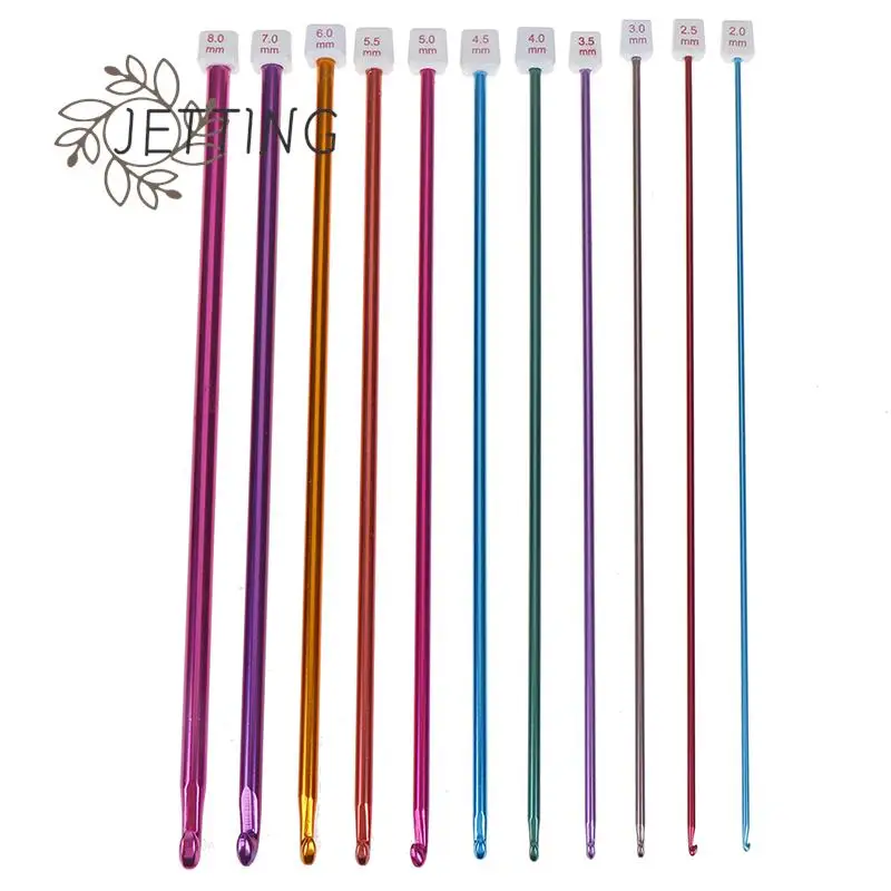 11Pcs Mix Sizes 2.0~8.0MM Crochet Hook Sets Multicolour Aluminum Tunisian/Afghan Crochet Hook Knit Needles DIY Craft Tools