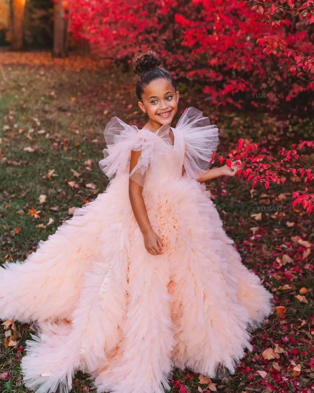 Rosa menina princesa vestido de tule tutu saia crianças extra inchado em camadas plissado vestido para crianças festa aniversário fotografia atirar