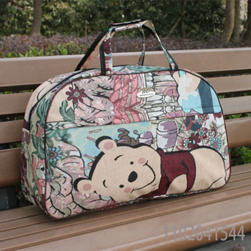 Disney Luggage Bag Waterproof Durable Large Capacity Winnie The Pooh Travel Gym Bag High Quality Unisex Tote Bag for Women Girl