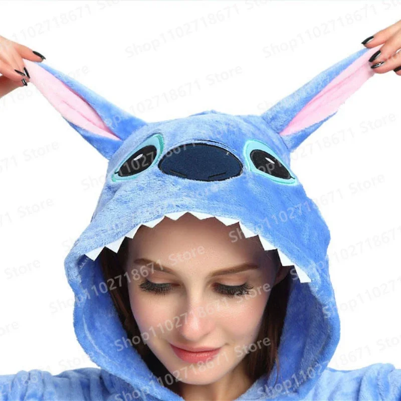 Disney-Lilo e Stitch Pijama Set para Homens e Mulheres, Traje Cosplay, Onesies, Flanela, Animal, Bonito, Pijamas De Inverno, Presente