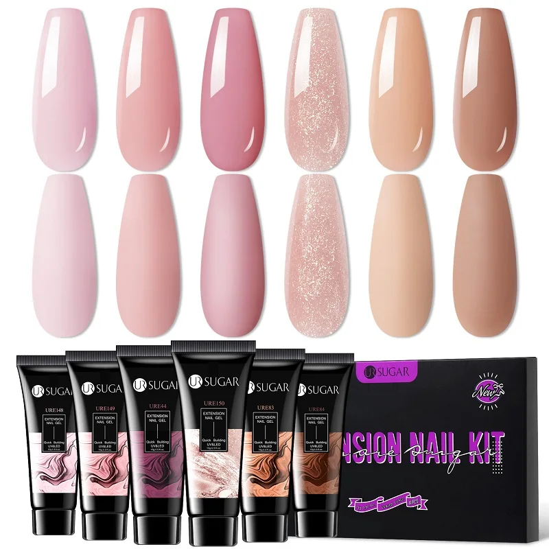 

UR SUGAR 6 шт. Набор для наращивания геля для маникюра Finger Quick Buliding Extension Gel Nail Polish Kit Soak Off UV Gel LED Nail Art