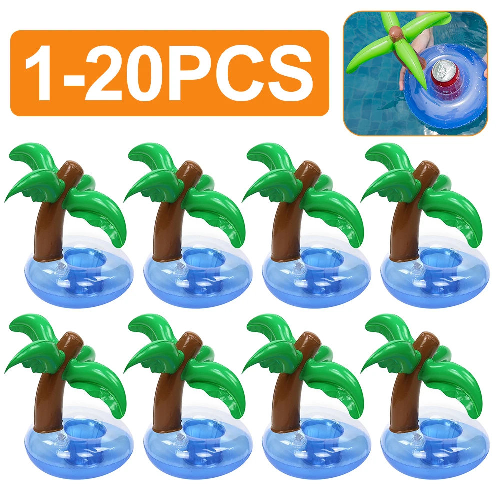 1-20 Pcs Inflatable Drink Cup Holder Coconut Tree Glass Holders Stand Floating Coasters Swimming Pool Party Inflatable Toys