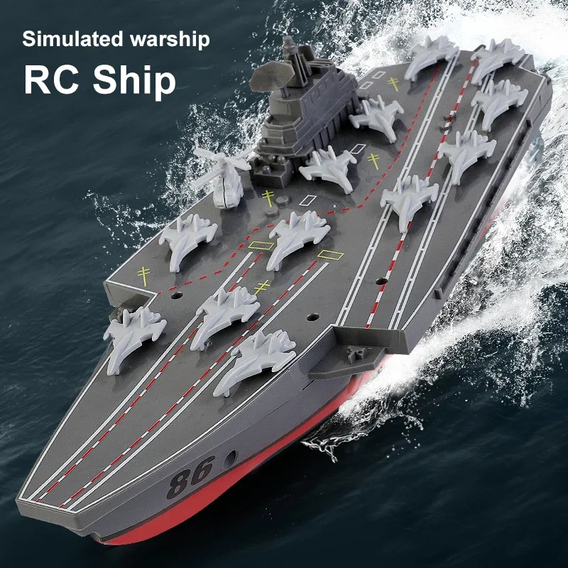 RC Boat Electric Speedboat Remote Control Ship Military Aircraft Carrier Warship 2.4GHz Mini Gift for Boys Children Water Toys