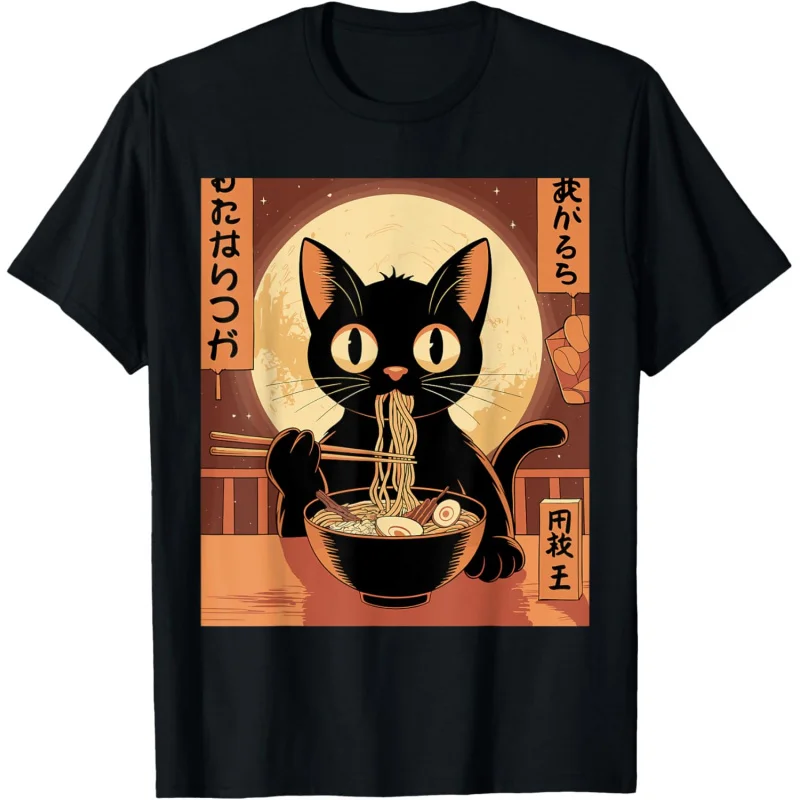 

Cat Ramen Japanese Funny Kawaii Cats Graphic Mens Anime T-Shirt