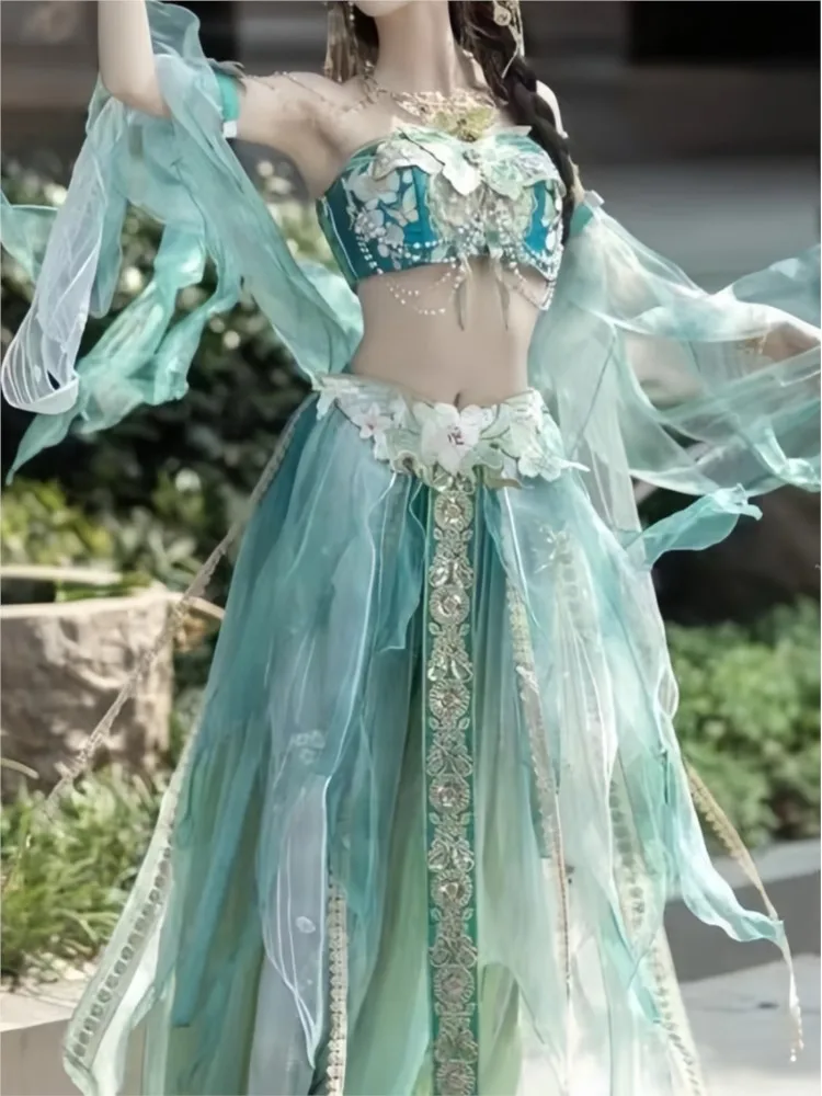 Estilo exótico sessão de fotos dança desempenho traje da menina das regiões ocidentais