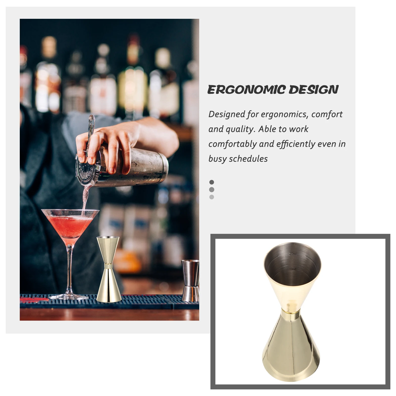 

Jugs Golden Ring Measuring Device Cocktail Jigger with Measurements inside