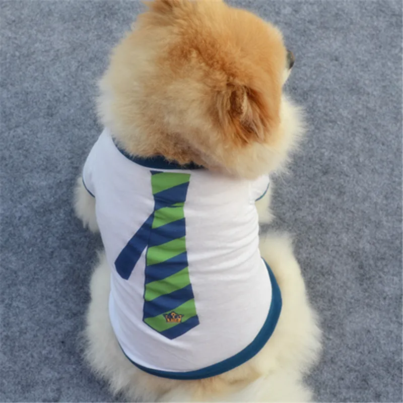 Spring  Summer Hot Sale Pet Clothes Korean Style Breathable Dog T-Shirt with Tie Cute Vest for Poodle Shiba Inu Cats